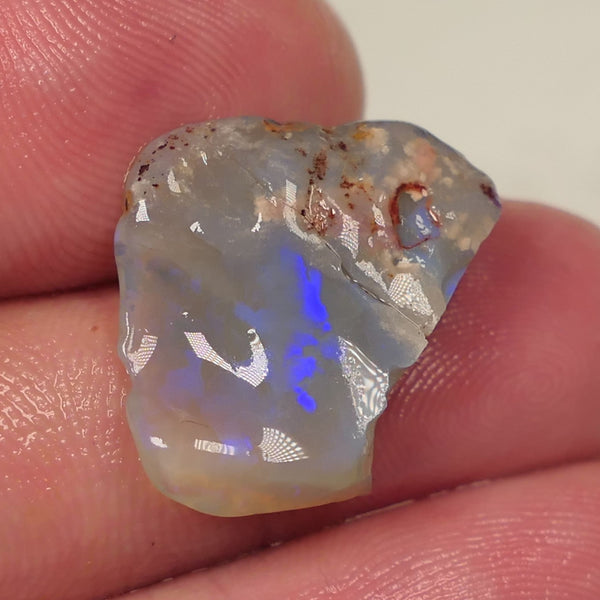 Lightning Ridge Rough Opal 12cts Dark Base Knobby Split Bright Blue fires in the bars 20x14x5mm to 13x8x5mm 0520