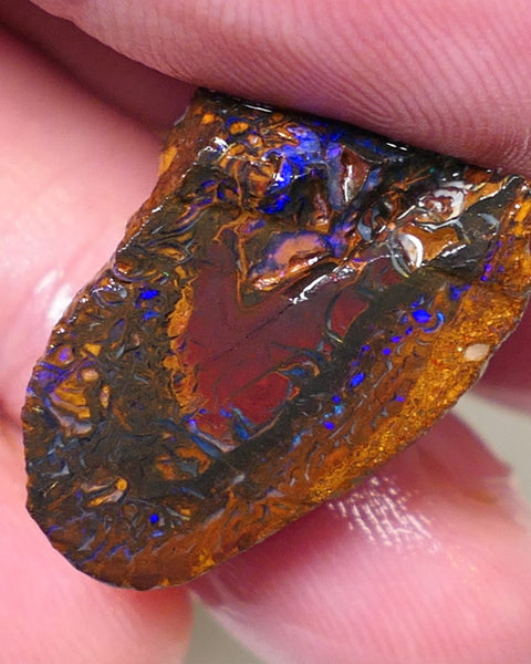 Queensland Boulder Matrix opal 25cts rough Koroit Blues fires in the veins 23x15x12mm 0602