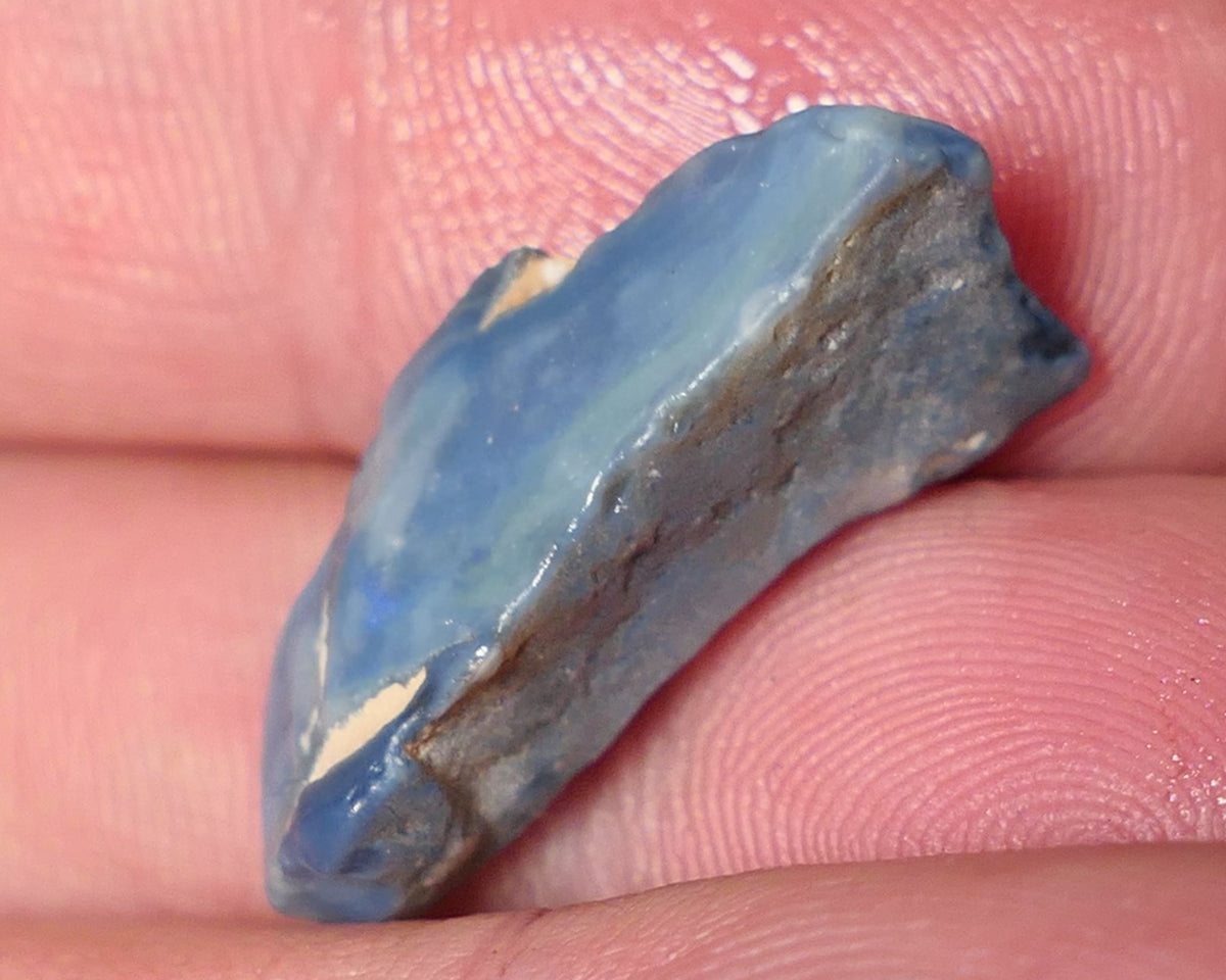 Lightning Ridge Rough Opal 10cts Dark Base Gamble Seam Blues in the bar 24x10x9mm 0621