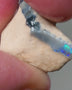 Lightning Ridge Rough Opal 5.7cts Dark Base Gamble Seam Patch of Vivid Green & Blues 15x12x5mm 0635