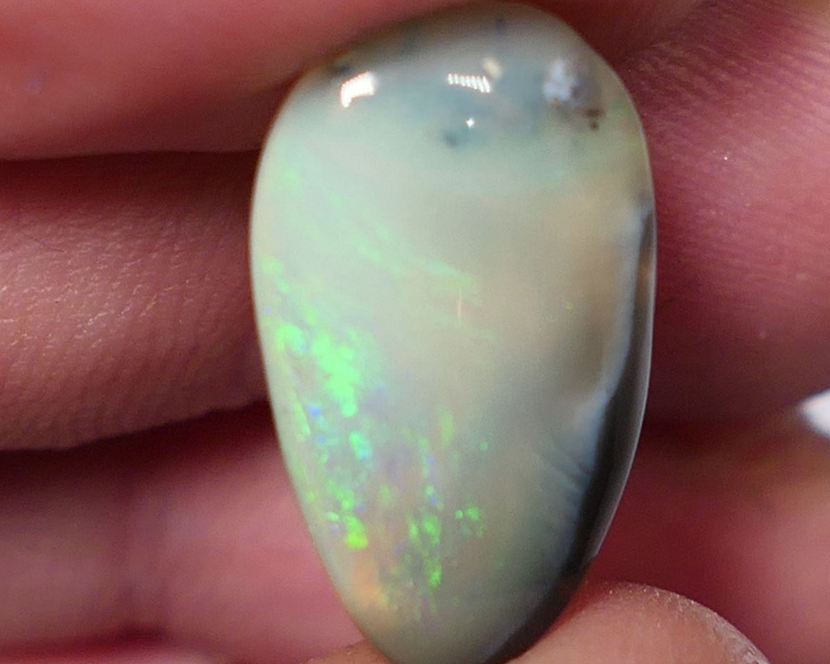 Lightning Ridge Dark Crystal opal Picture Stone Gemstone 4.4cts Polished ready for setting Green/Yellow/Blue fires 19x11x3mm  0639