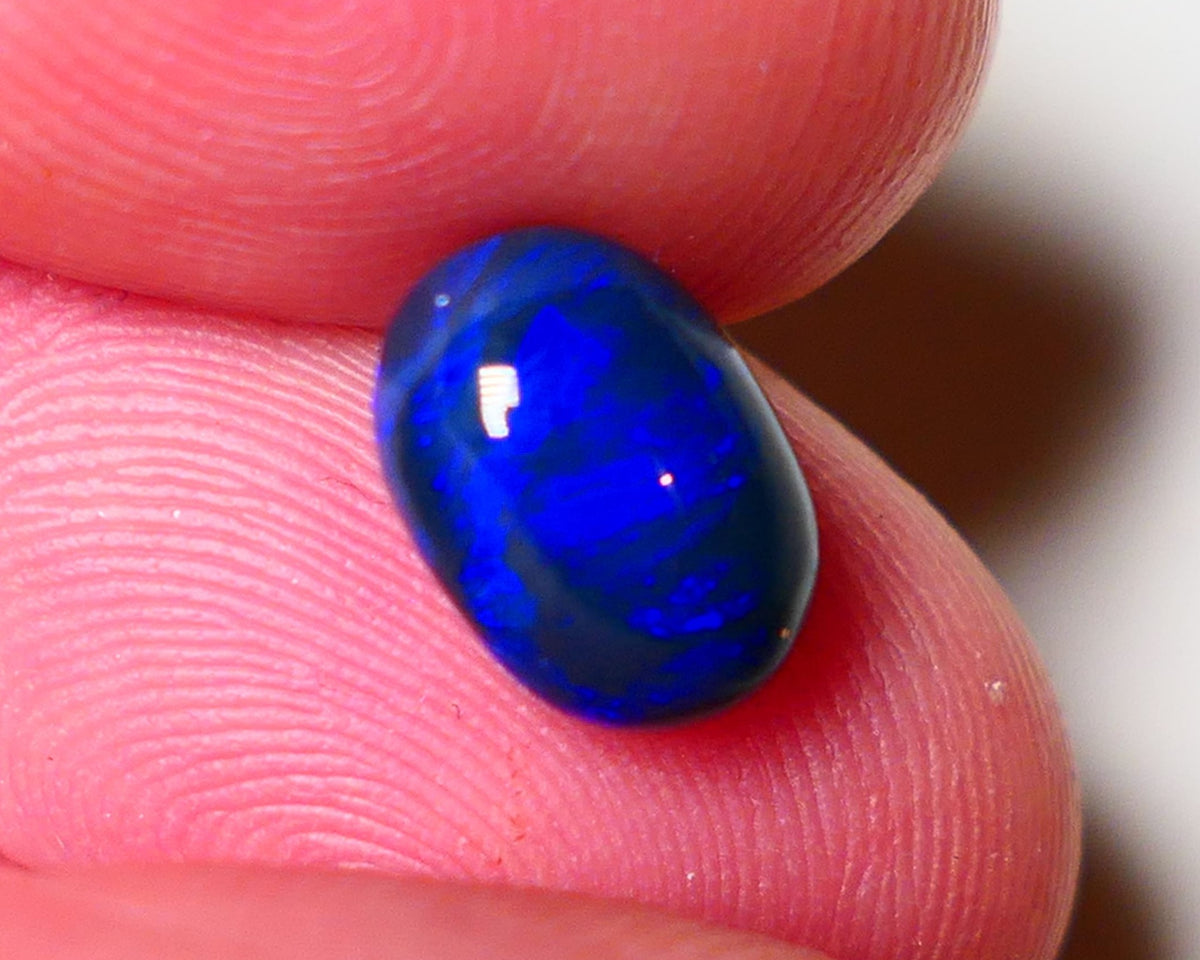 Lightning Ridge Black Crystal Opal Gemstone 2.40cts Gem Grade Mulga® N4 Black Body Tone High dome B6 Brightness Stunning Royal Blues 10x6x5mm UK07