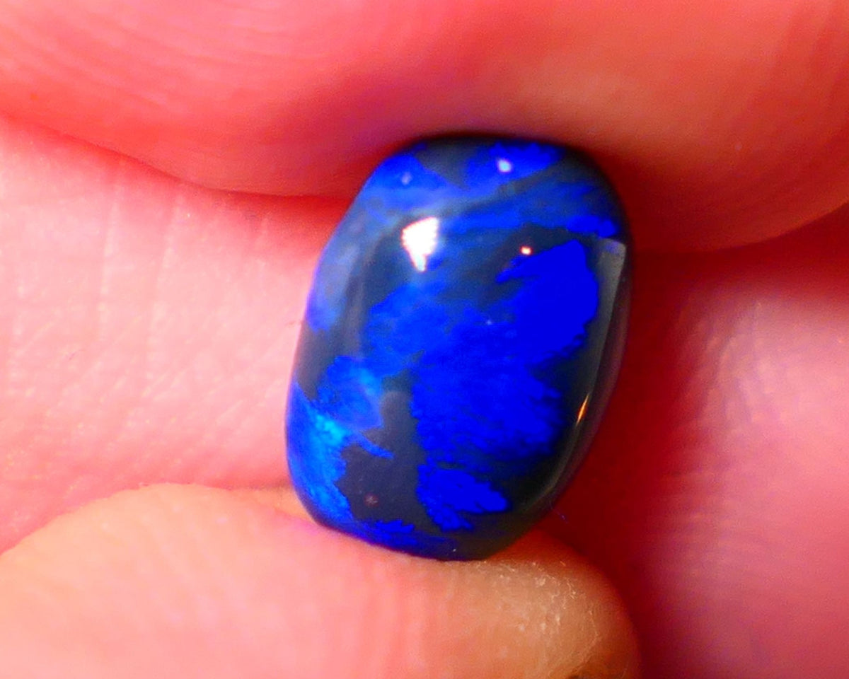 Lightning Ridge Black Crystal Opal Gemstone 2.40cts Gem Grade Mulga® N4 Black Body Tone High dome B6 Brightness Stunning Royal Blues 10x6x5mm UK07