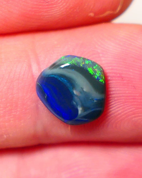 Lightning Ridge Black opal Picture Stone Gemstone 1.95cts Polished ready for setting Bright Green & Blue fires 10x8x2.5mm 0706