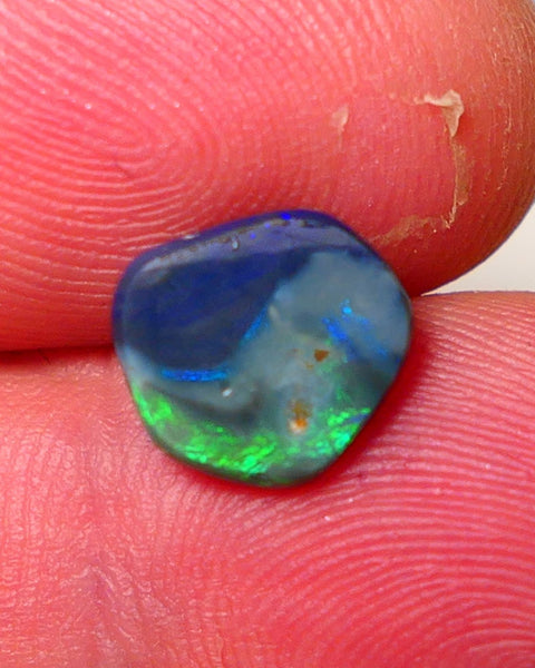 Lightning Ridge Black opal Picture Stone Gemstone 1.95cts Polished ready for setting Bright Green & Blue fires 10x8x2.5mm 0706