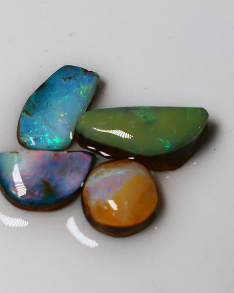 Queensland Boulder Boulder opal parcel 17cts rough / Rubs Winton some Multi fires to faces 15x7x5mm to 10x9x5mm 0719