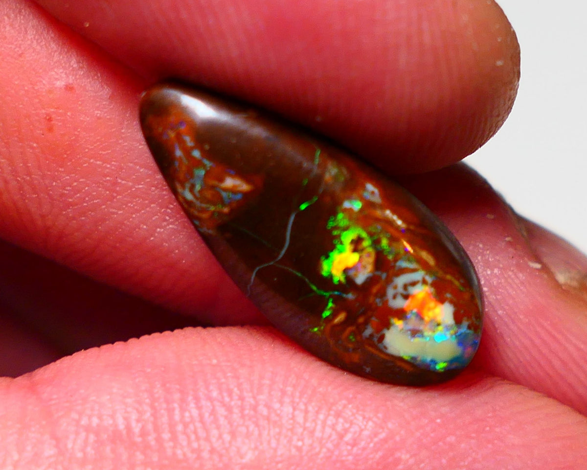 Australian Queensland Boulder opal Polished Gemstone 9cts Jewellery Quality Matrix from Winton Electric Bright Multifires  20x10x4mm 0904