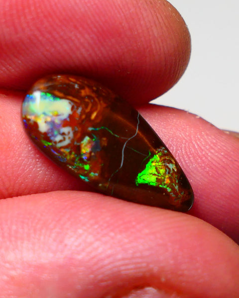 Australian Queensland Boulder opal Polished Gemstone 9cts Jewellery Quality Matrix from Winton Electric Bright Multifires  20x10x4mm 0904
