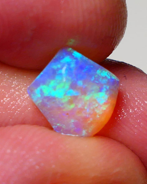 Lightning Ridge Gem Opal Crystal Base knobby Rough Rub 1.85cts Clean Gorgeous Stunning Vibrant Bright fires 9x8x3mm 0955