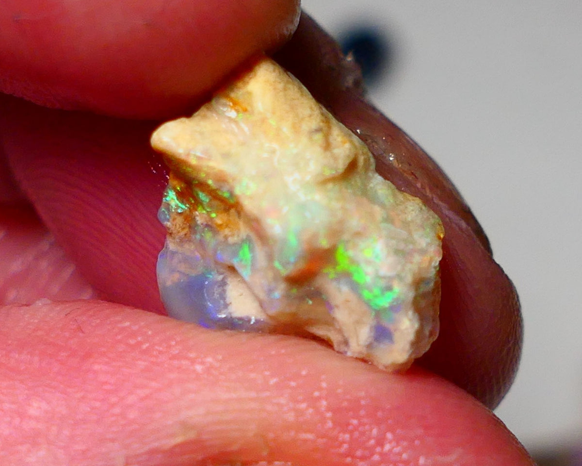 Lightning Ridge Rough Opal 5.75cts Crystal formation showing some Bright Electric Multi Fires 15x10x8mm 0922