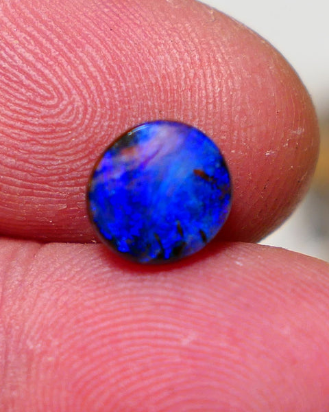 Australian Queensland Boulder opal Polished Gemstone 1.75cts Bright gorgeous blue fires with red fire flash From Winton 8.5x8.2x2.6mm BO018
