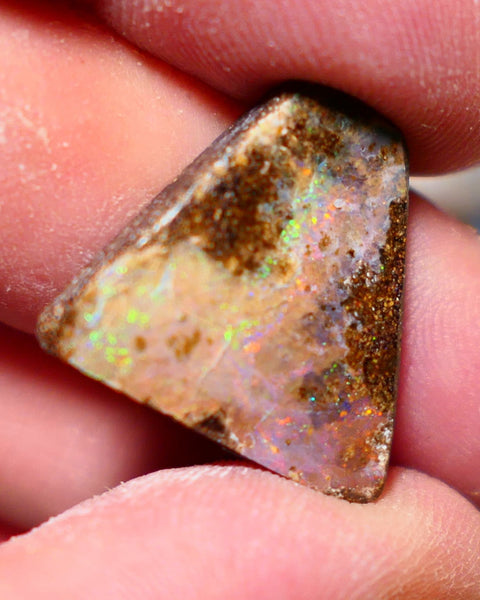 Australian Queensland Boulder opal Polished Gemstone Picture stone 15.75cts Orange/Yellow fires 20x19x5mm BO010