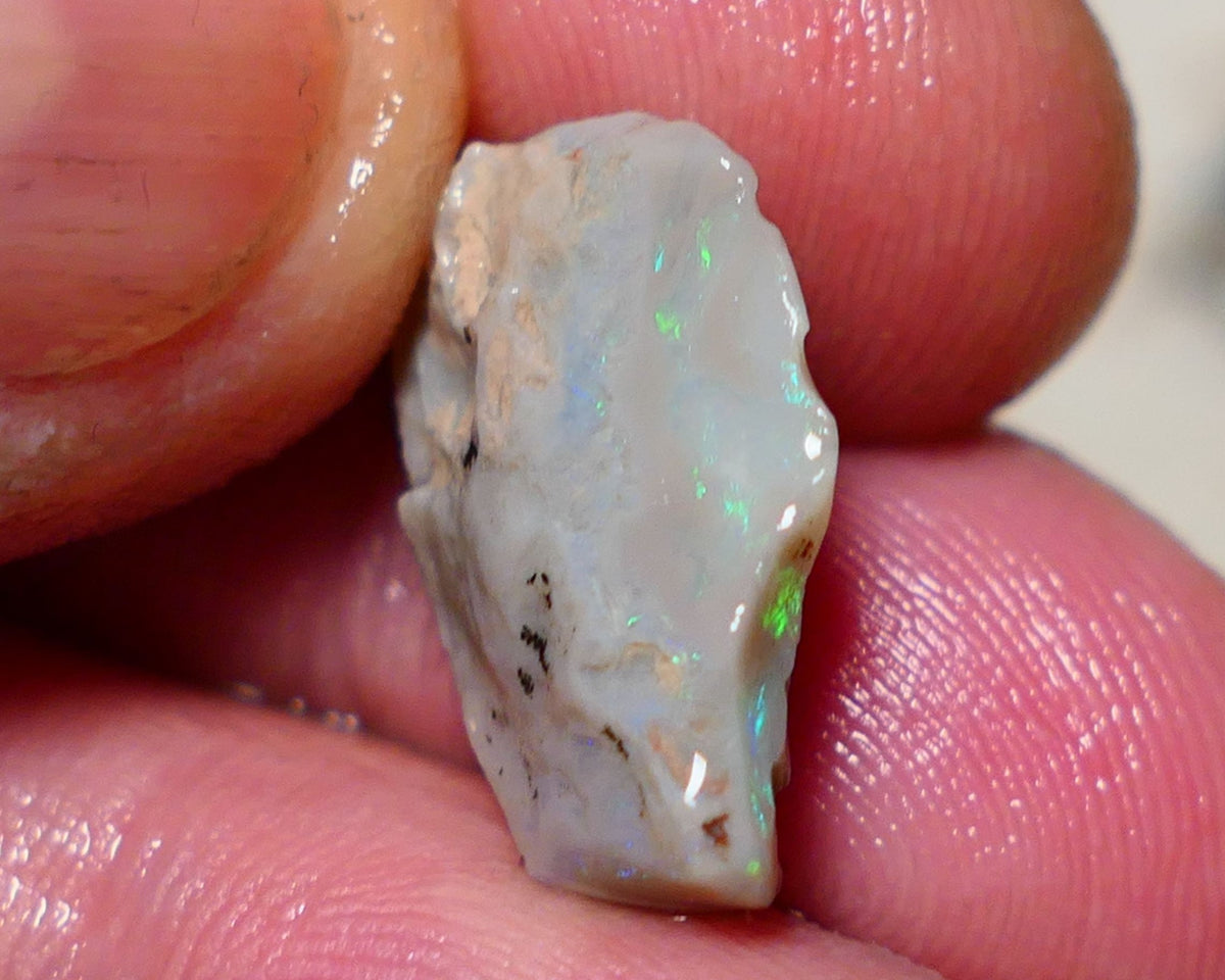 Lightning Ridge Rough Opal 7.75cts Stunning Dark Base Seam Flat bar Green dominant Multi colour fires to Cut / carve & polish 20x10x6mm 1146