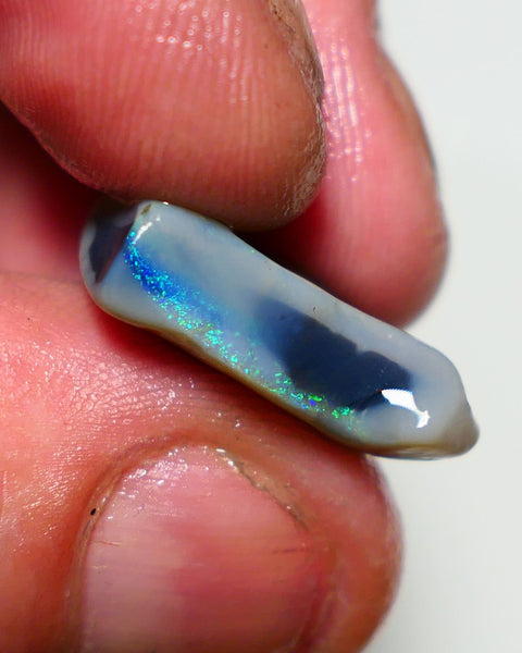 Lightning Ridge Rough Opal 13cts Dark Seam showing nice Bright Green Dominant colours 20x16x5.5mm 1321