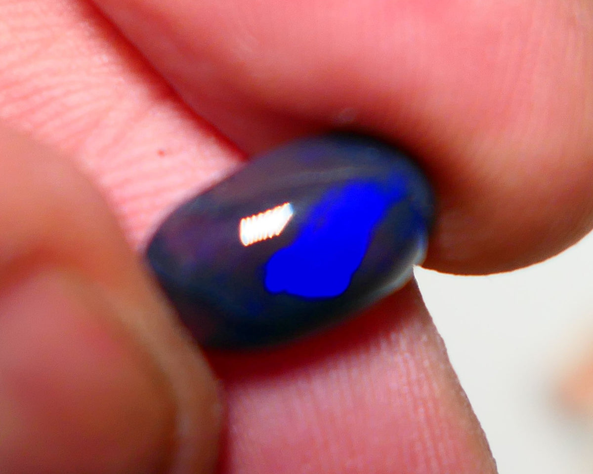 Lightning Ridge Semi Black Crystal Opal High Dome Gemstone 2.00cts GEM Grade N5 Body Tone B3 Brightness  Rolling Flash Royal Blues in various patterns 12.2x7.3x3.8mm 1327