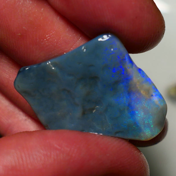 Lightning Ridge Rough Opal 13cts Nice sized Dark Crystal Seam Gorgeous Bright fires in bar to carve 33x26x3mm 1316