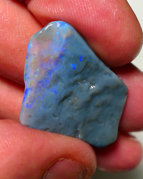 Lightning Ridge Rough Opal 13cts Nice sized Dark Crystal Seam Gorgeous Bright fires in bar to carve 33x26x3mm 1316