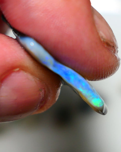 Lightning Ridge Rough Opal 13cts Nice sized Dark Crystal Seam Gorgeous Bright fires in bar to carve 33x26x3mm 1316