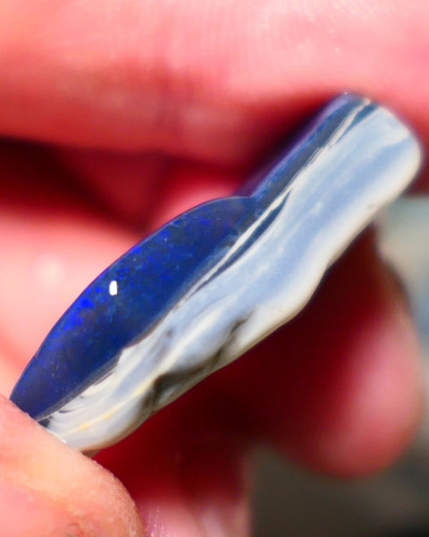 Lightning Ridge Opal Big sized Dark Base Seam Rough Rub 26cts some blue fires showing 29x16x7mm 1326