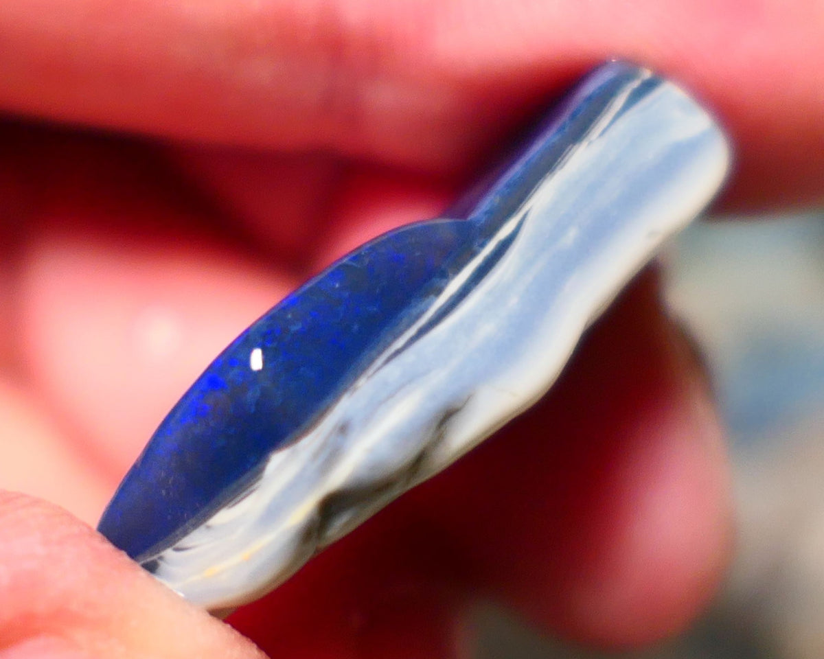 Lightning Ridge Opal Big sized Dark Base Seam Rough Rub 26cts some blue fires showing 29x16x7mm 1326