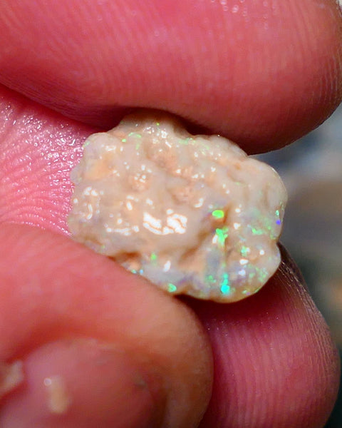 Lightning Ridge Rough Opal 4cts Small knobby formation showing some bright multicolour 14x10x5mm 1411