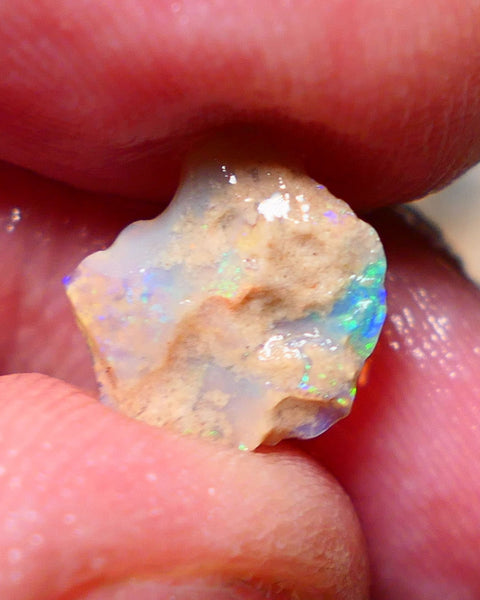 Lightning Ridge Rough Opal 1.45cts Small Crystal knobby formation showing some bright multicolour 11x10x2.5mm 1409