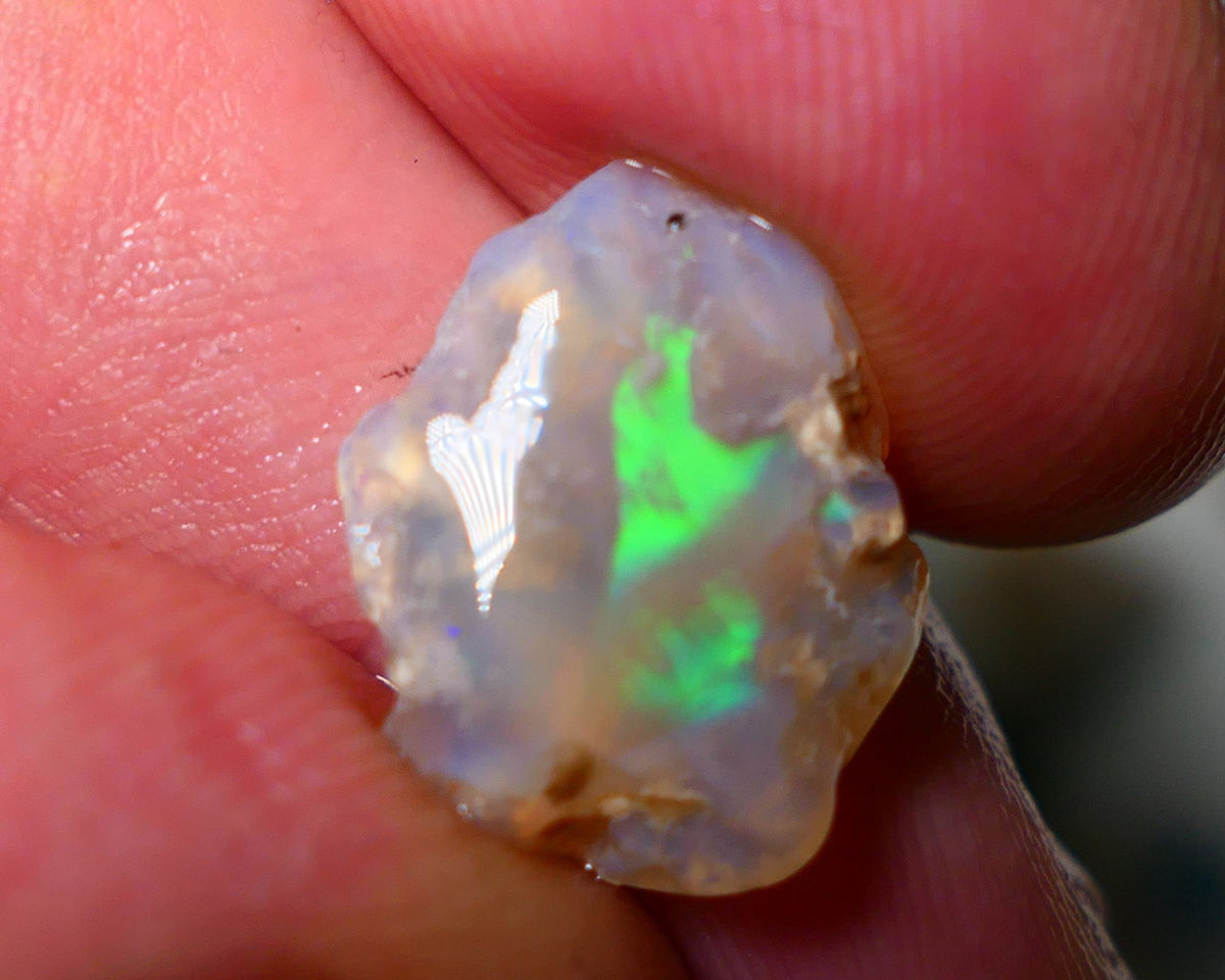 Lightning Ridge Opal Dark Crystal base rub 6.25cts showing gorgeous vibrant greens in broad pattern 16x13x5mm A1509