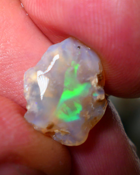 Lightning Ridge Opal Dark Crystal base rub 6.25cts showing gorgeous vibrant greens in broad pattern 16x13x5mm A1509