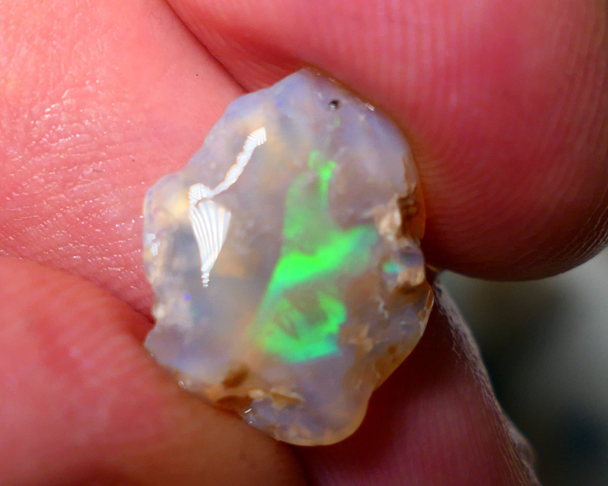 Lightning Ridge Opal Dark Crystal base rub 6.25cts showing gorgeous vibrant greens in broad pattern 16x13x5mm A1509