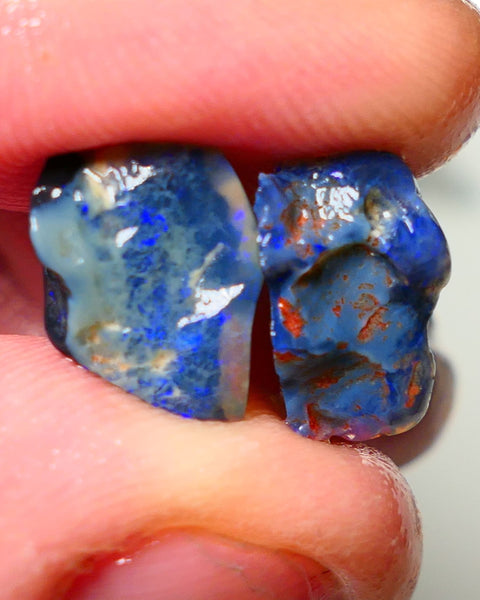 Lightning Ridge Rough Opal 7.85cts Black & Dark base opal showing nice Bright Fires 13x7x8mm to 14x10x5mm A1536