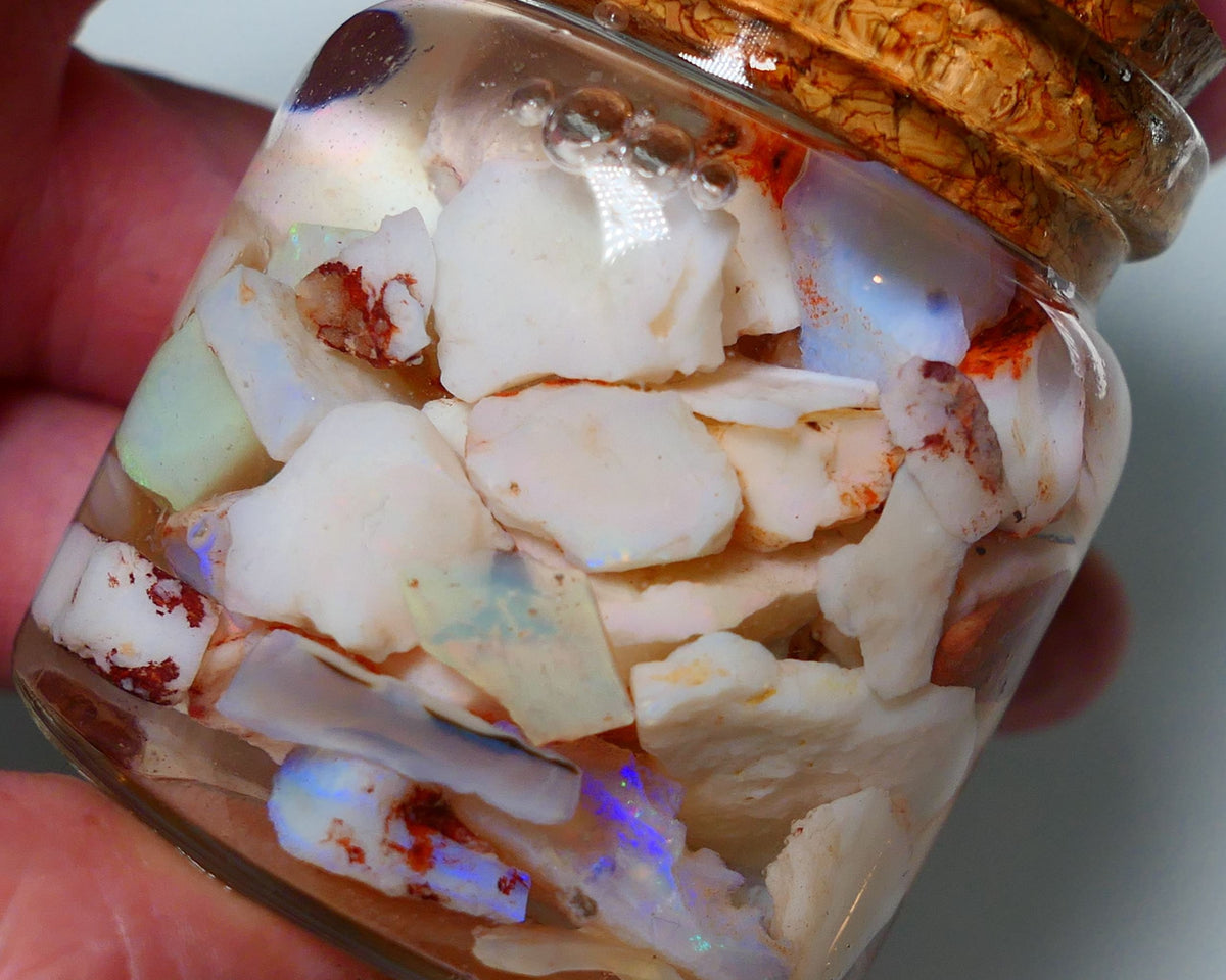 Coober Pedy Opal Rough Parcel Light & Crystal 225cts Gamble but has lots colours to go at 20mm to chip size A1538