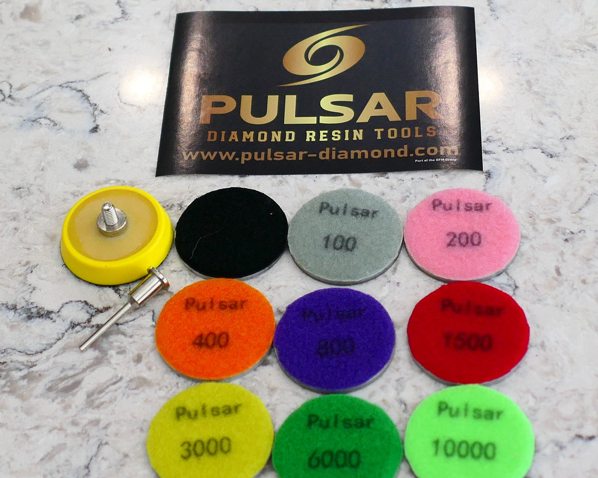 Pulsar Diamond Little Lapper 2"/50mm Resin Diamond Hook & Loop back hard resin flat laps mini lapidary 50-10,000Grit sets