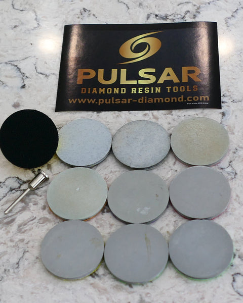 Pulsar Diamond Little Lapper 2"/50mm Resin Diamond Hook & Loop back hard resin flat laps mini lapidary 50-10,000Grit sets