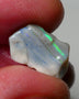 Lightning Ridge Rough Opal 3.25cts Dark Base Seam showing Stunning Banding Of Vibrant Electric Greens & some blues 15x9x3mm A1543