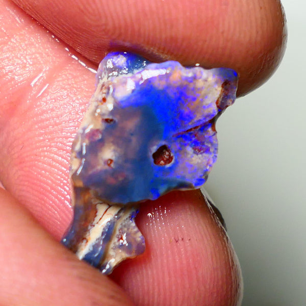 Lightning Ridge Rough Opal 5.5cts Dark Base Seam Gorgeous Vibrant bright blues colours 20x11x5mm NS055