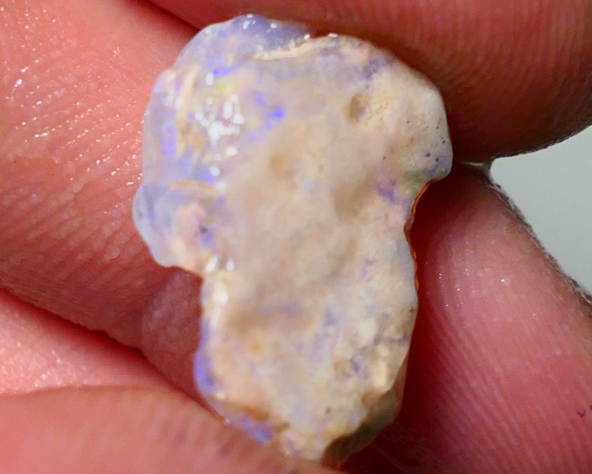 Lightning Ridge Rough Opal 6.5cts Crystal Base Gamble Seam Nice Blue fires showing 19x13x5mm Auction NS051