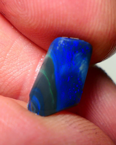 Mulga® Green/Blue dominant fires on Black Opal Rough Rub Miners Bench® 1.95cts Gorgeous face 12x7x2mm NS167