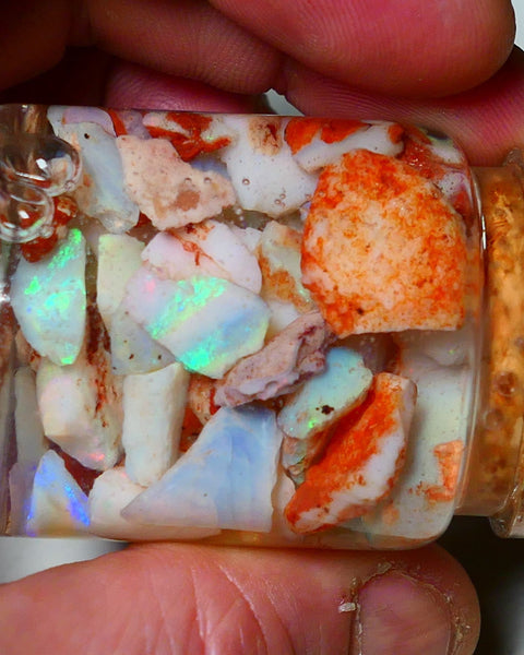 Coober Pedy Opal Rough Parcel Light & Crystal 120cts Gamble but has lots Multicolours / colours to go at 15mm to chip size CPJAR02