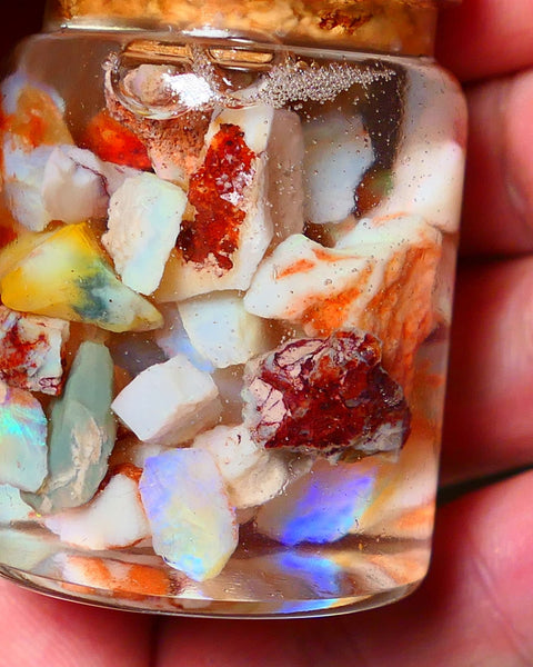 Coober Pedy Opal Rough Parcel Light & Crystal 120cts Gamble but has lots Multicolours / colours to go at 15mm to chip size CPJAR03