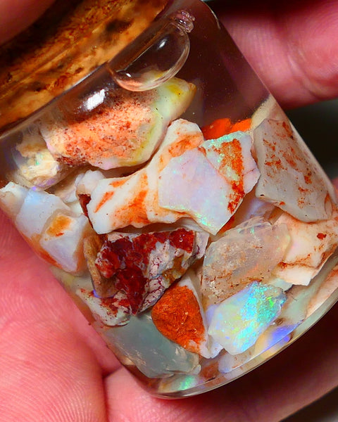 Coober Pedy Opal Rough Parcel Light & Crystal 120cts Gamble but has lots Multicolours / colours to go at 15mm to chip size CPJAR03