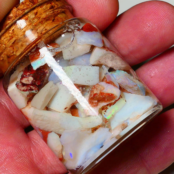 Coober Pedy Opal Rough Parcel Light & Crystal 120cts Gamble but has lots Multicolours / colours to go at 15mm to chip size CPJAR04