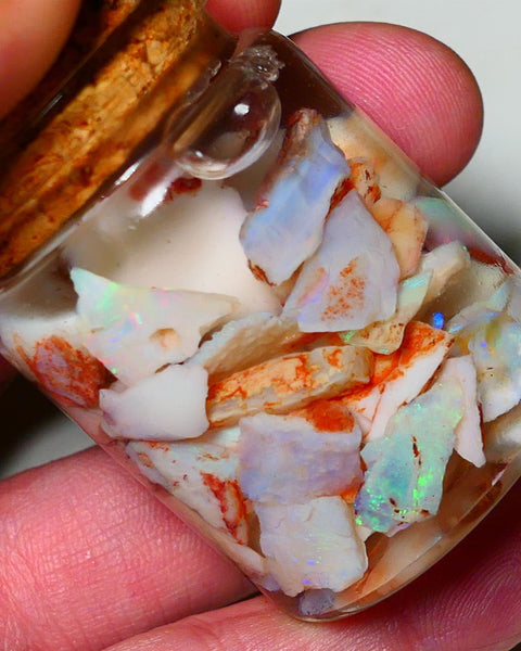 Coober Pedy Opal Rough Parcel Light & Crystal 120cts Gamble but has lots Multicolours / colours to go at 15mm to chip size CPJAR04