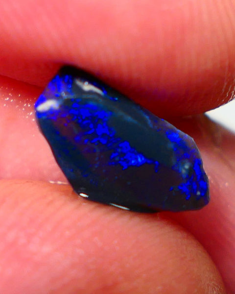 Lightning Ridge Rough / Rub opal Miners Bench® 1.25cts Bright Blues on black double sided 12x7x2mm AUCTION NS094