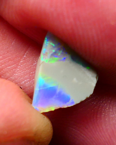 Lightning Ridge Rough / Rub Seam opal Miners Bench® 1.40cts Exotic Bright Yellow/Blue/Teal Fires 11x10x2mm AUCTION NS093