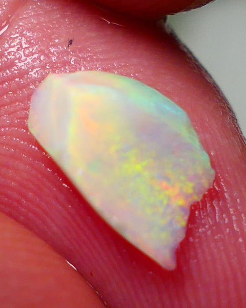 Coober Pedy Opal Rough n Rub Light base  small 1.20cts Orange dominant Bright Multicolours Broad-flash Face 11x6x3mm NS115