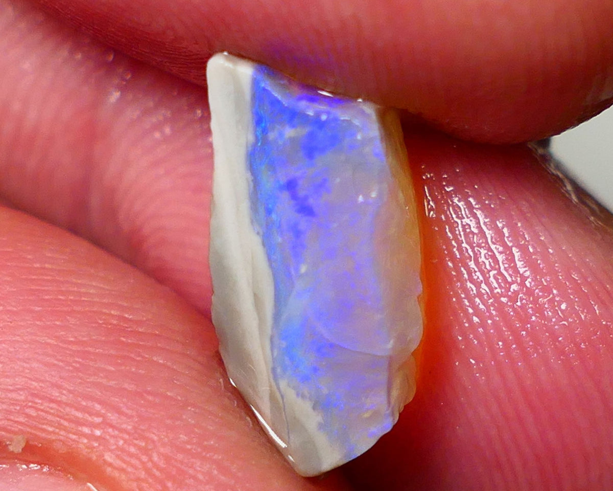 Lightning Ridge Opal Dark Crystal Base Seam Rough 3.50cts Bright Blue fires 15x7x6mm NS112