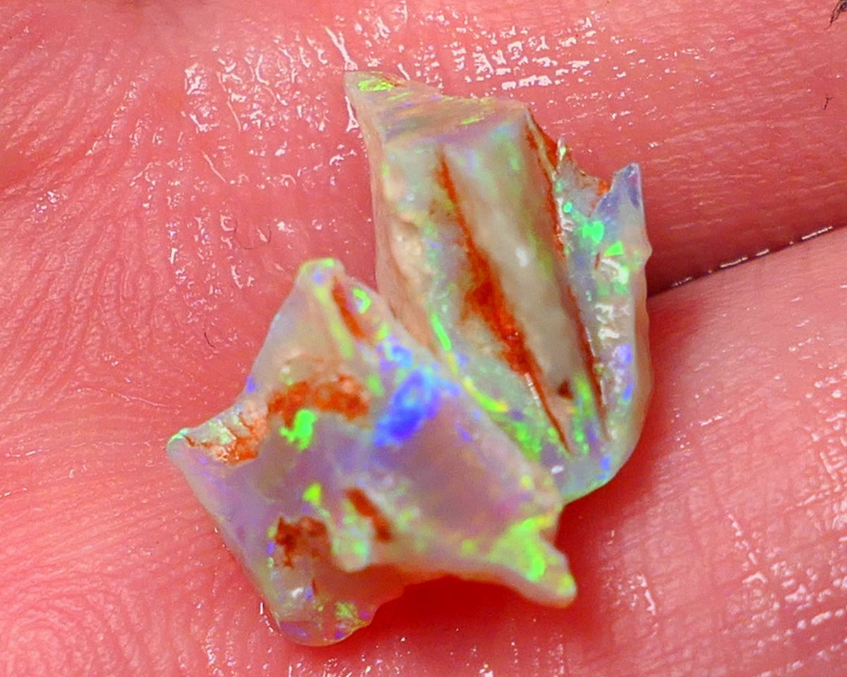 Australian Rough Opal Crystal 6.25cts Top Cutters Candy Exotic Seam Split Gem Grade Vivid & Bright fires in stunning bars 12x11x6mm & 11x10x6mm NSW016