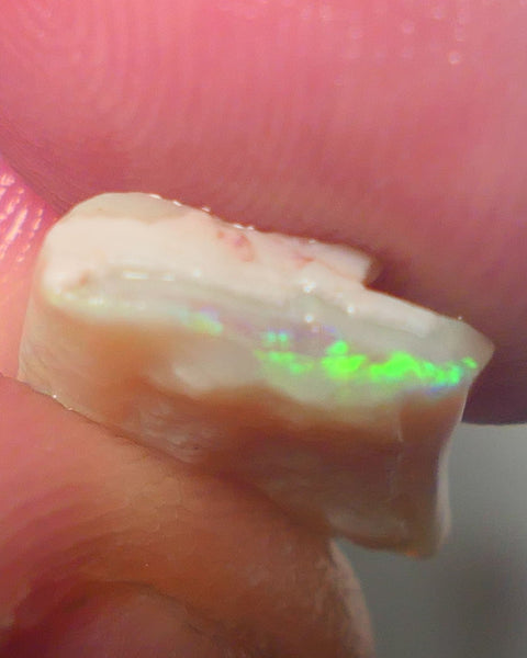 Lightning Ridge Rough Opal 3.50cts Grey/Dark Base Seam Gorgeous bar to cut with Bright Yellow/Green Dominant  Multi colour fires 11x11x3.5mm NS138