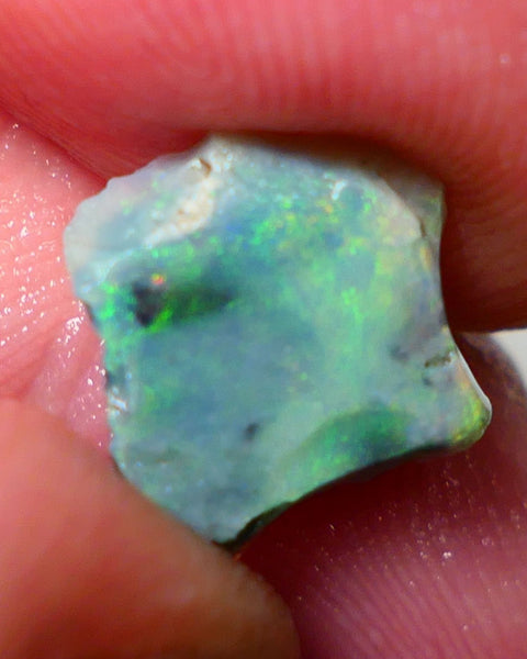 Mulga Rough Rub Opal 1.85cts Dark Base Seam Nice Yellow/Green Dominant fires to Cut / carve & polish 11x10x2.4mm NS137