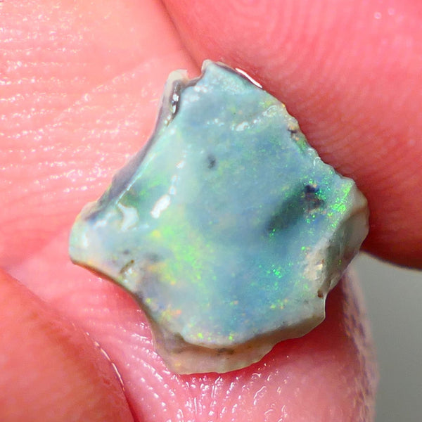 Mulga Rough Rub Opal 1.85cts Dark Base Seam Nice Yellow/Green Dominant fires to Cut / carve & polish 11x10x2.4mm NS137